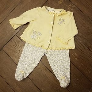 Little Me Yellow Cardigan Pant Set 6 month